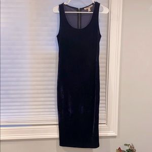 Midnight blue stretch velvet fitted dress sz S